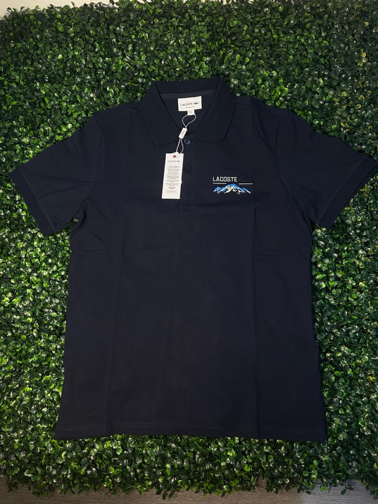 Lacoste Navy Polo With Blue Mountain Embroidery